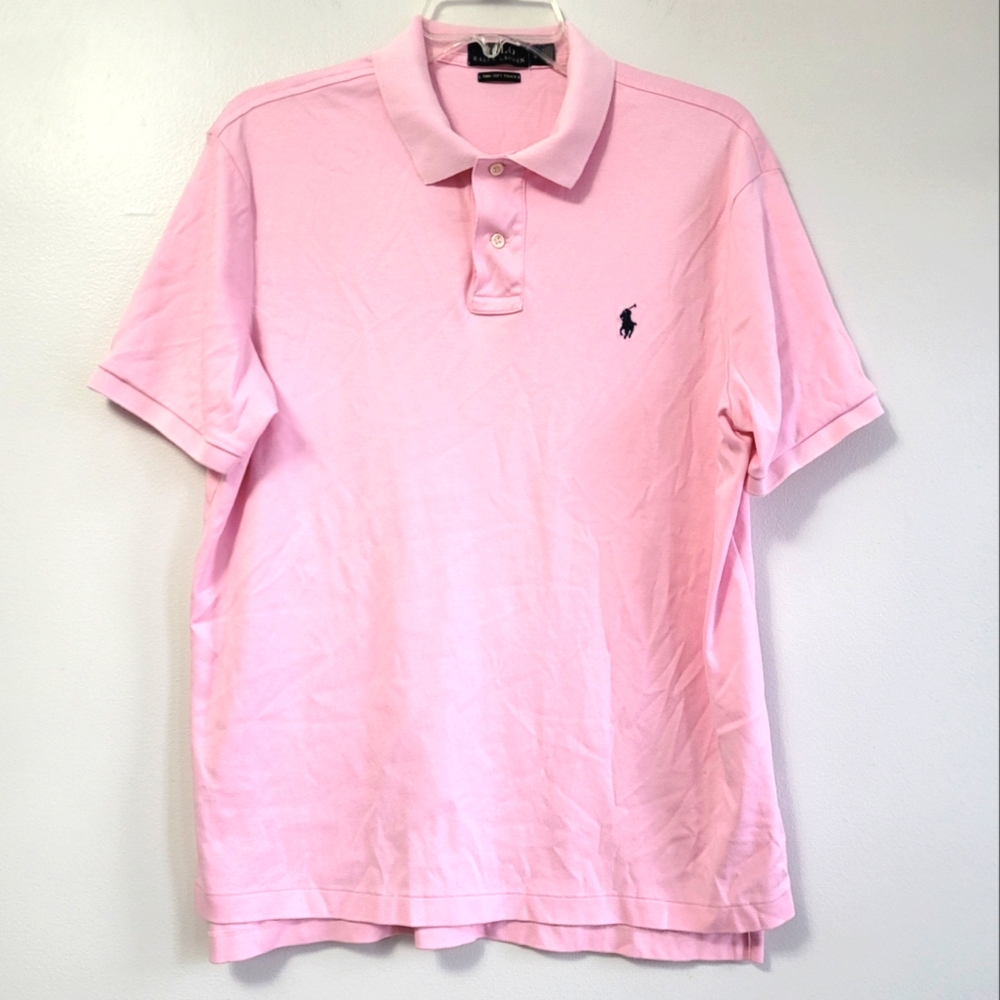 Polo Ralph Lauren Pima Soft Touch Pink Short Sleeve Collared Shirt Size Large